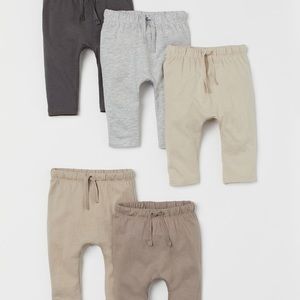 H&M 5 pack cotton pants 1-2M (NB)